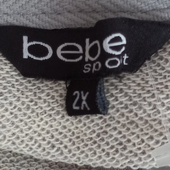 Nwt $104 BEBE Multi Color Logo Full Zip Hooded Sweatshirt Heather Grey Sz 2X - Picture 6 of 8